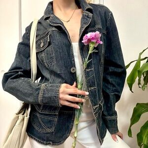 Point Zero Nicole Benisti Vintage Faded Blue Denim Jacket, Size Medium